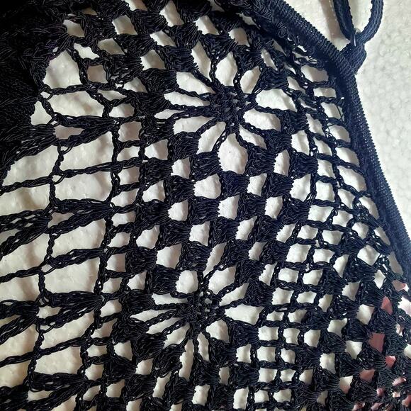 Victorias Secret Crochet Knit Black Fringe Cami Tank Top NWT Biker LGE.Boho New - Picture 12 of 12